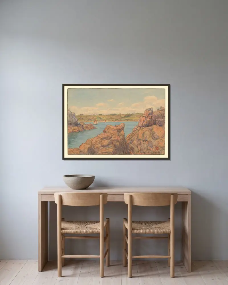 Loguivy av Henri Rivière inramad på en vägg