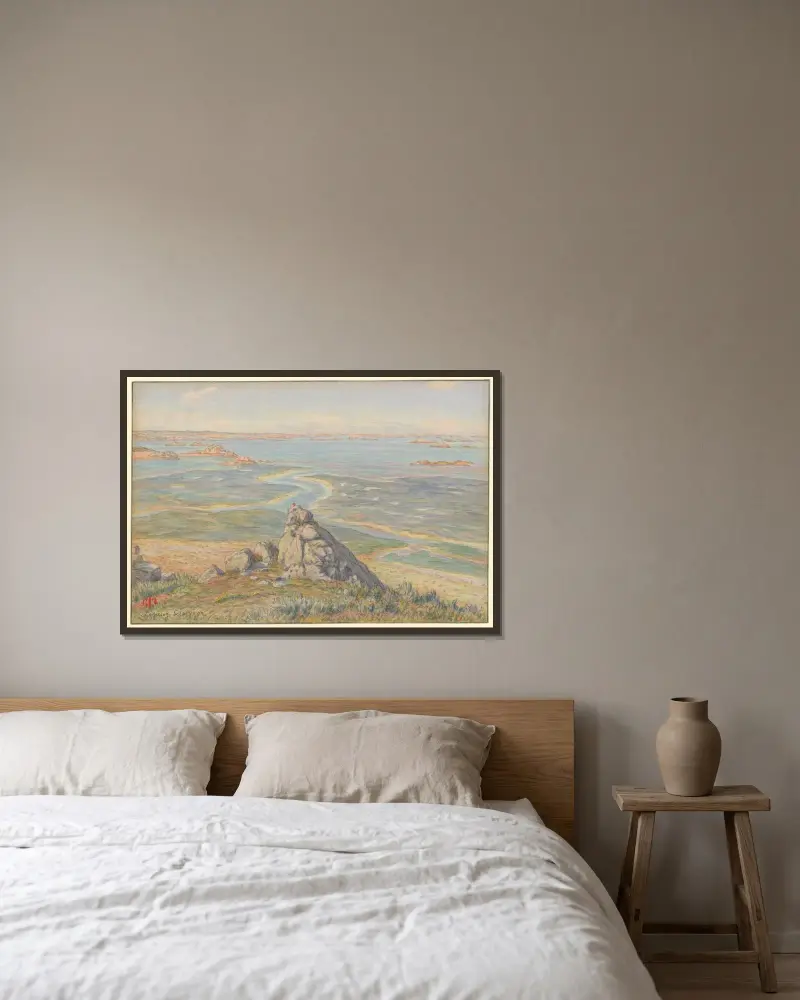 Loguivy, la baie de Launay av Henri Rivière inramad på en vägg