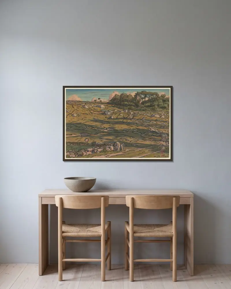 Loherec av Henri Rivière inramad på en vägg