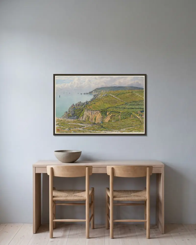 Stormig morgon vid Port-Mahon, Morgat av Henri Rivière inramad på en vägg