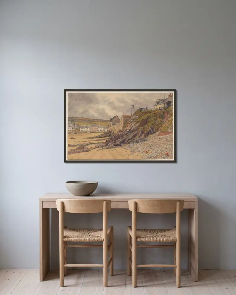 Morgat av Henri Rivière inramad på en vägg