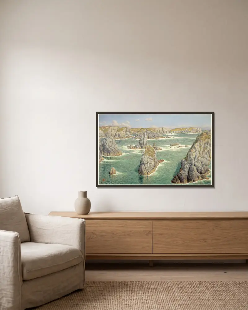 Port Puce. Belle-Isle av Henri Rivière inramad på en vägg