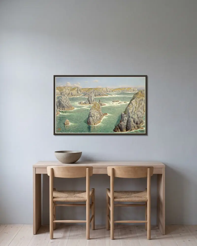 Port Puce. Belle-Isle av Henri Rivière inramad på en vägg