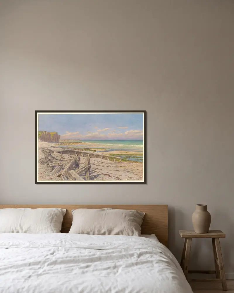 Quiberville av Henri Rivière inramad på en vägg