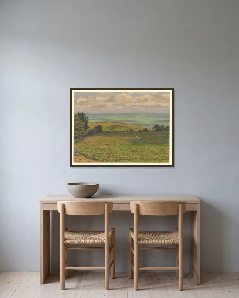 Quiberville av Henri Rivière inramad på en vägg