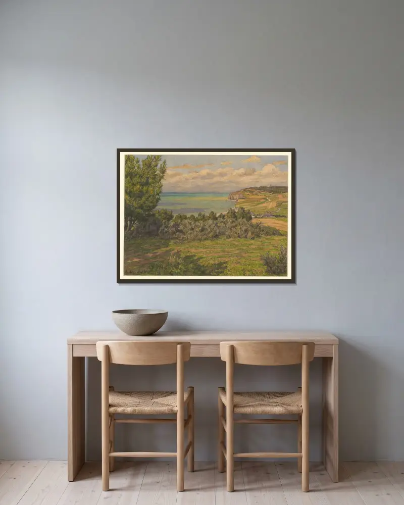 Quiberville av Henri Rivière inramad på en vägg