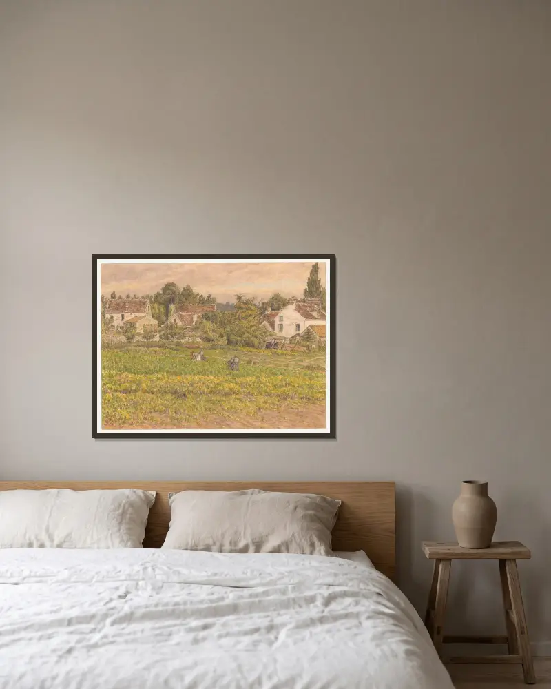 Saint-Lambert-des-Bois – dessin av Henri Rivière inramad på en vägg