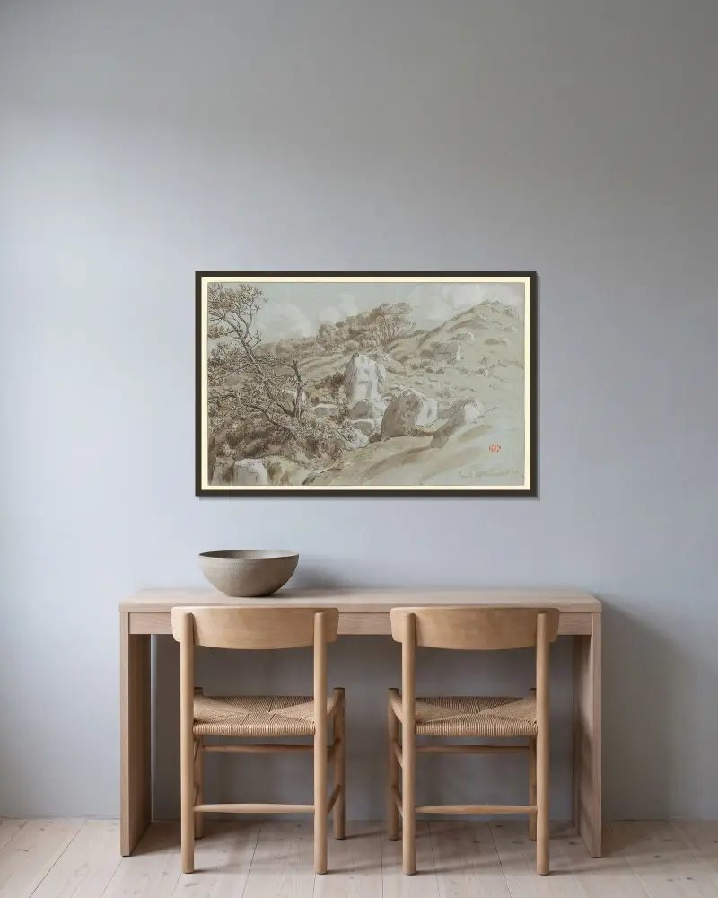 St-Efflam av Henri Rivière inramad på en vägg