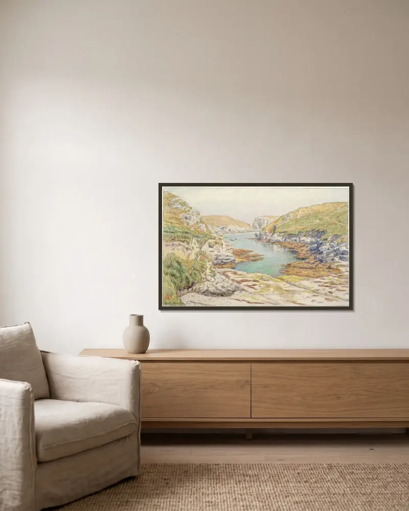 Sterhouen Stêr-Ouen. Belle-Isle-en-mer av Henri Rivière inramad på en vägg
