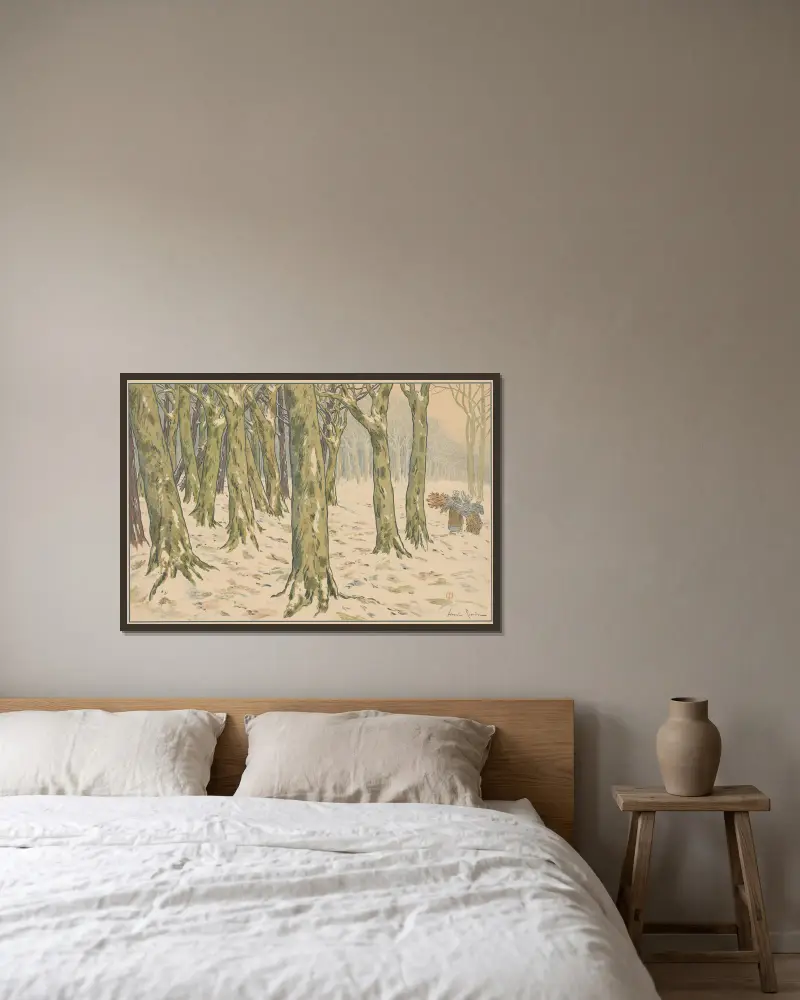 Der Wald, Winter von Henri Rivière gerahmt an einer Wand