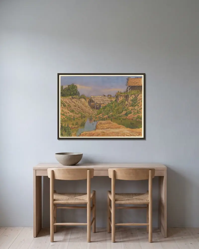 Tôtes av Henri Rivière inramad på en vägg
