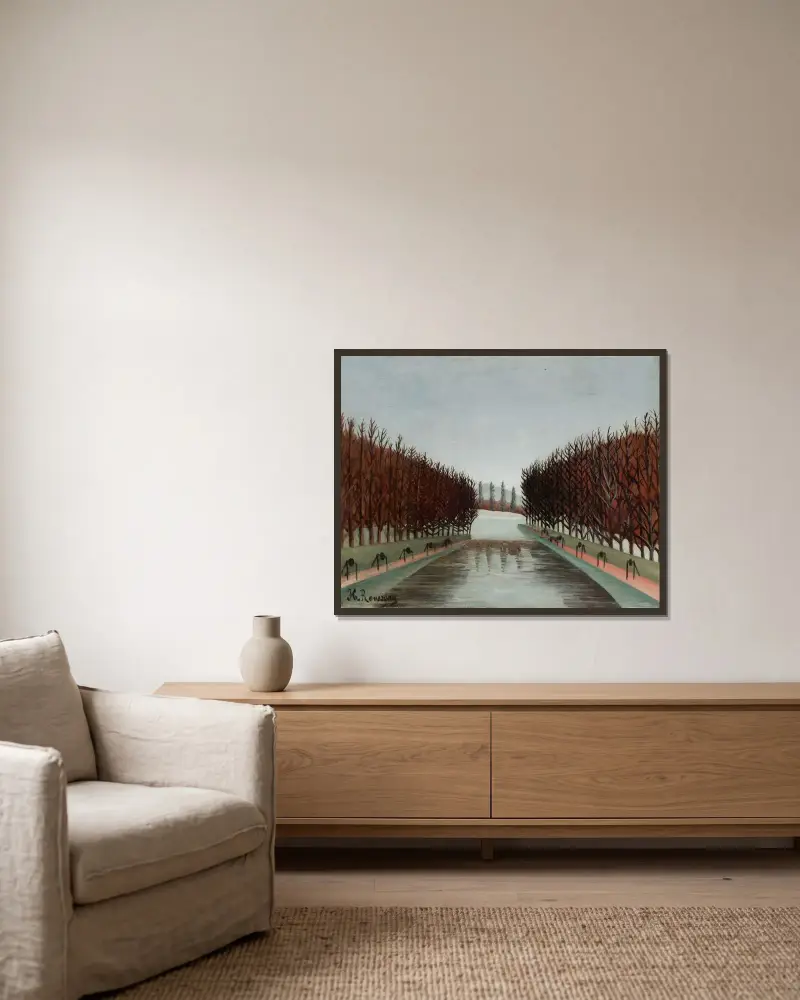 Der Kanal von Henri Rousseau gerahmt an einer Wand