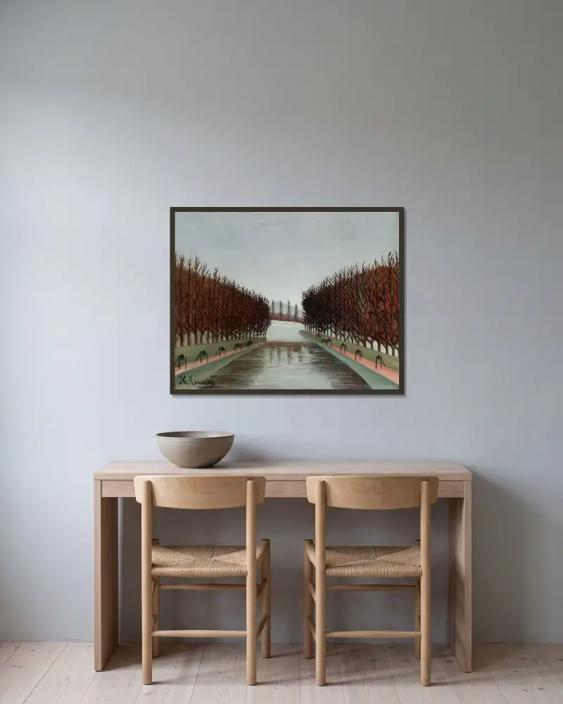 Der Kanal von Henri Rousseau gerahmt an einer Wand