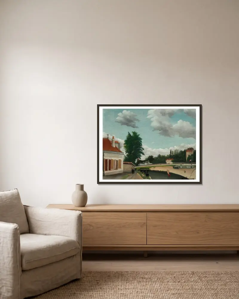 Pariskanten av Henri Rousseau inramad på en vägg