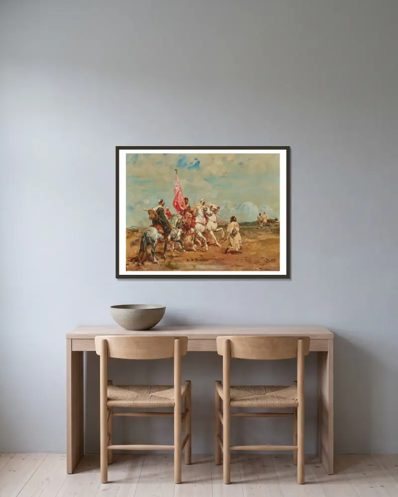 Vorbereitung zum Angriff von Henri Rousseau gerahmt an einer Wand
