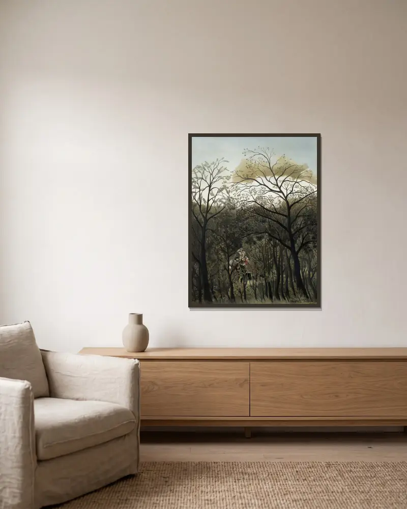 Spotkanie w lesie, Henri Rousseau w ramie na ścianie