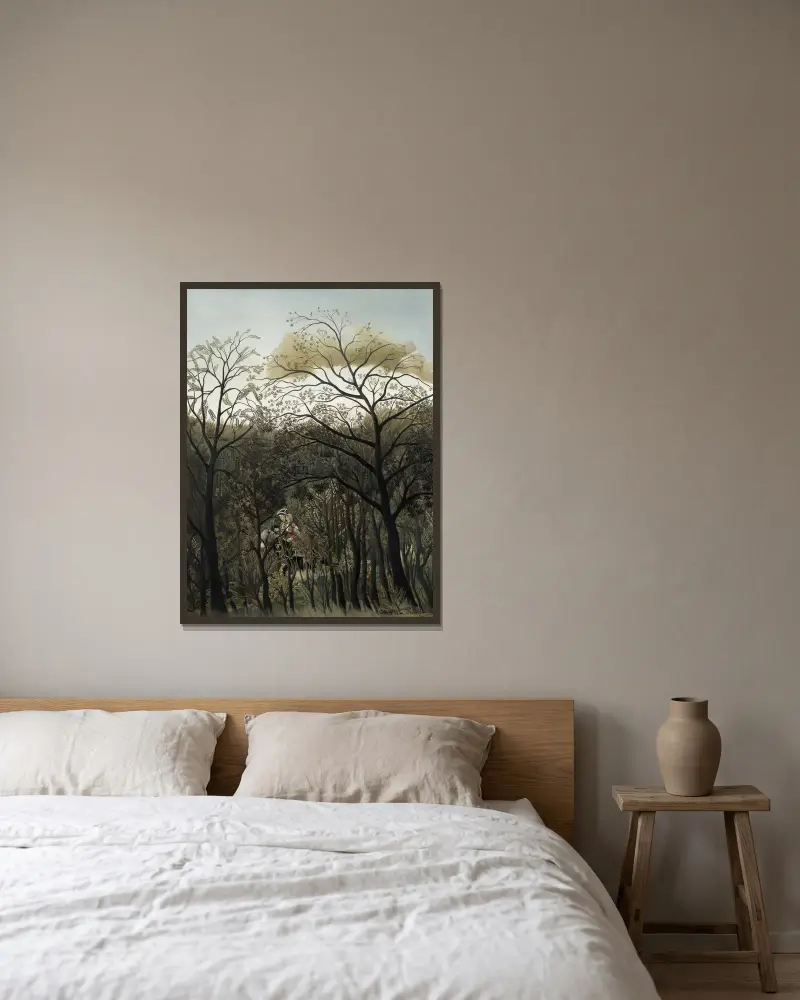 Spotkanie w lesie, Henri Rousseau w ramie na ścianie