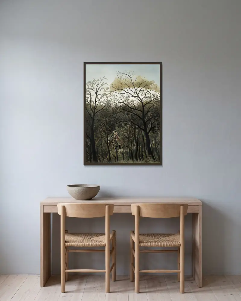 Spotkanie w lesie, Henri Rousseau w ramie na ścianie