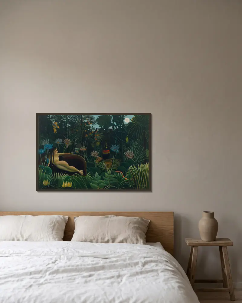 Der Traum von Henri Rousseau gerahmt an einer Wand