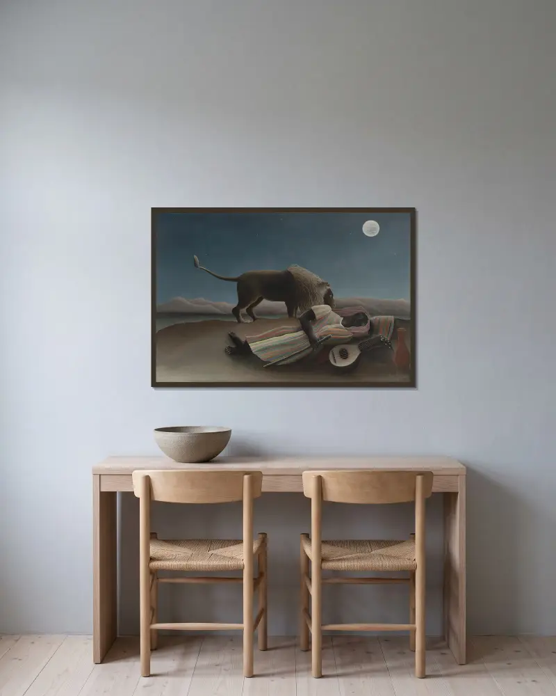 Spící cikánka, Henri Rousseau v rámu na stěně