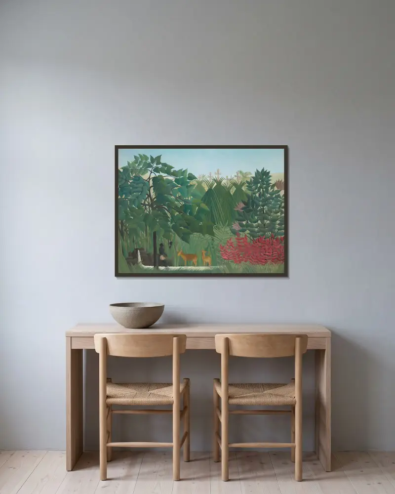 Wodospad, Henri Rousseau w ramie na ścianie