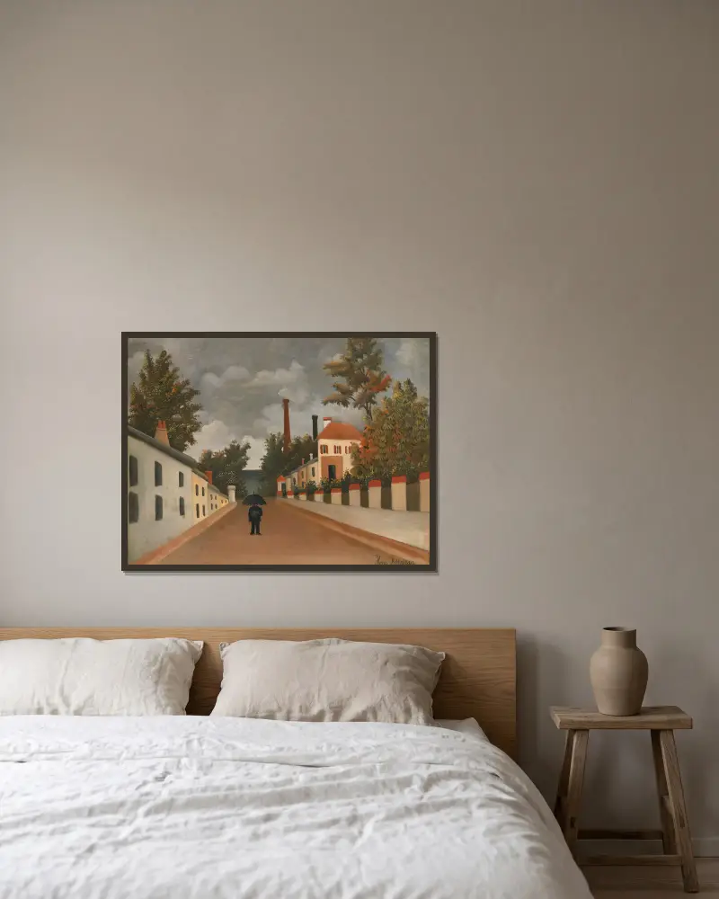 Vue Des Environs De Paris av Henri Rousseau inramad på en vägg