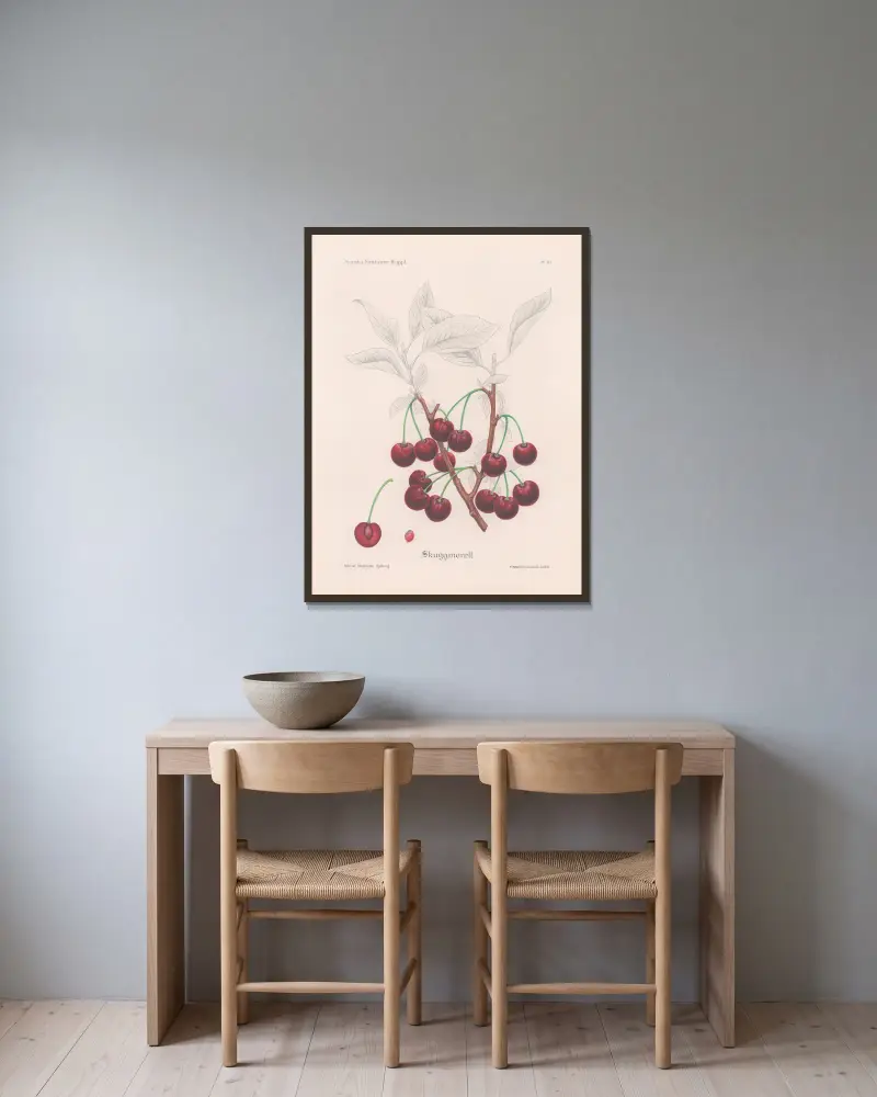 Schattenmorelle von Henriette Sjöberg gerahmt an einer Wand