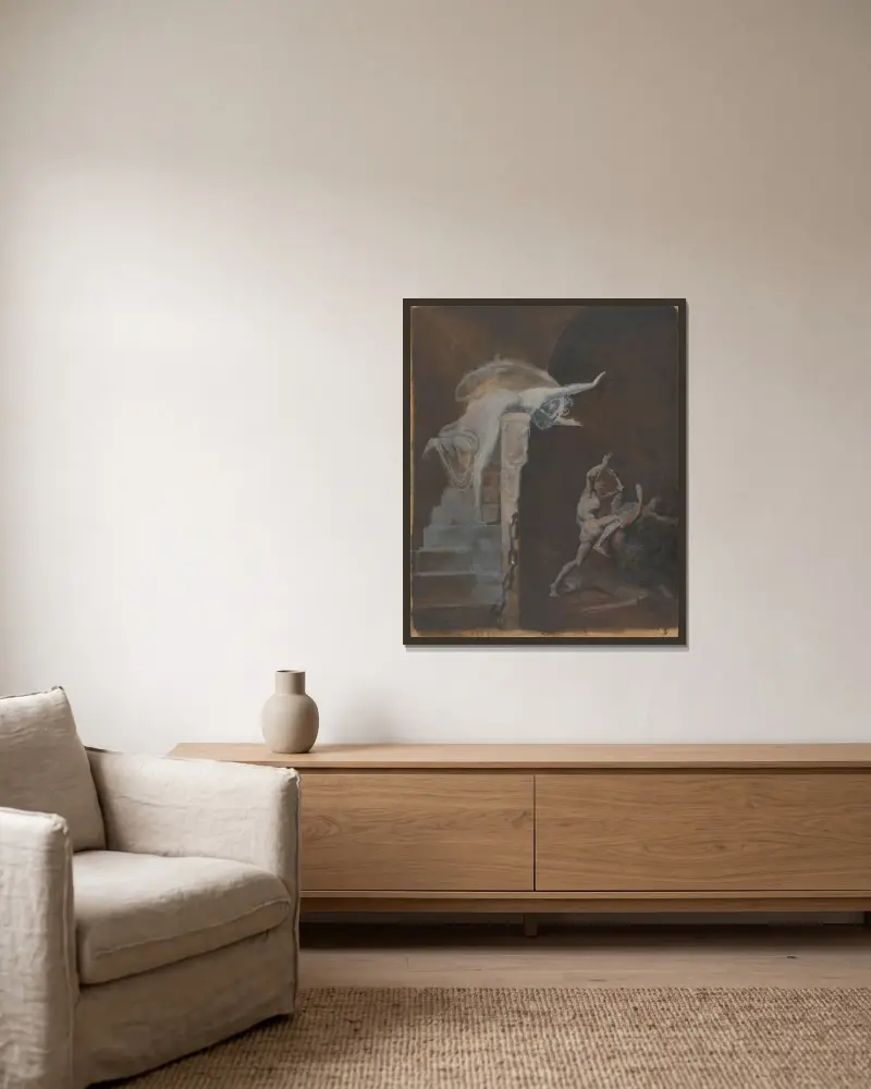 Ariadne som betraktar Theseus kamp med Minotaurus av Henry Fuseli inramad på en vägg