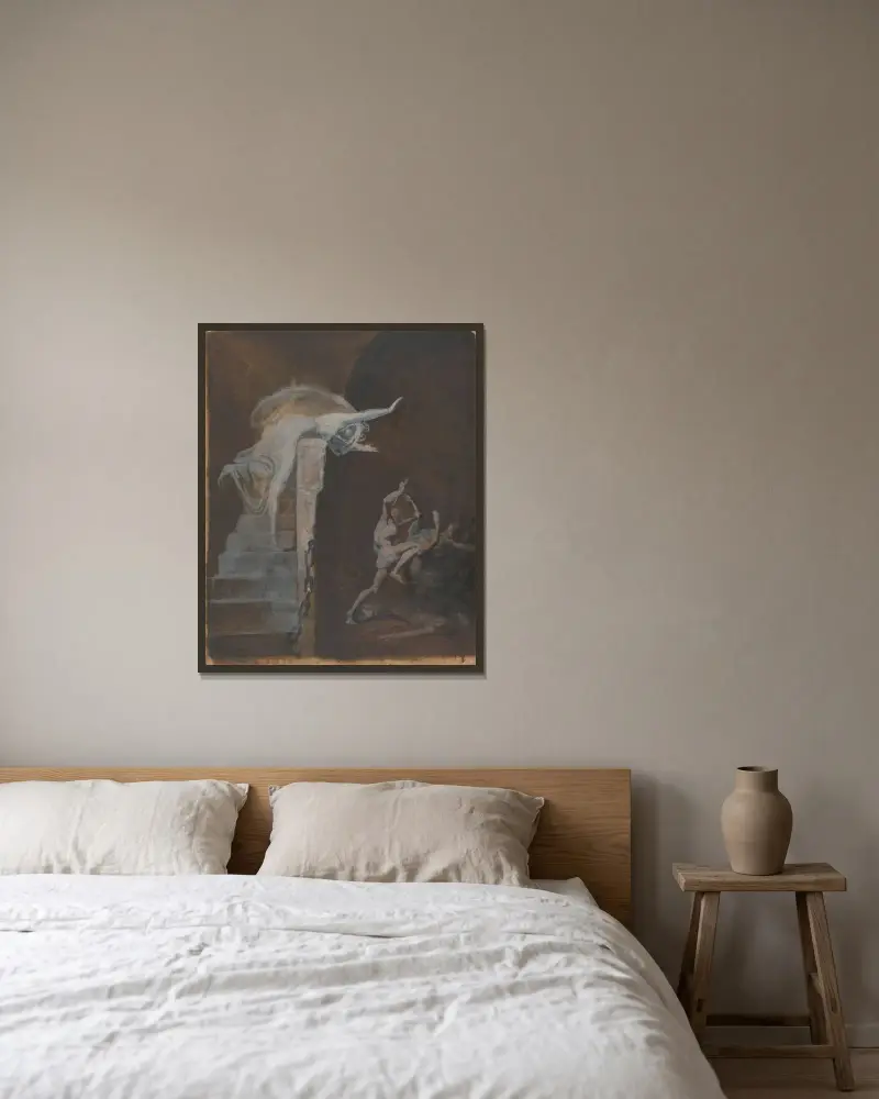 Ariadne som betraktar Theseus kamp med Minotaurus av Henry Fuseli inramad på en vägg
