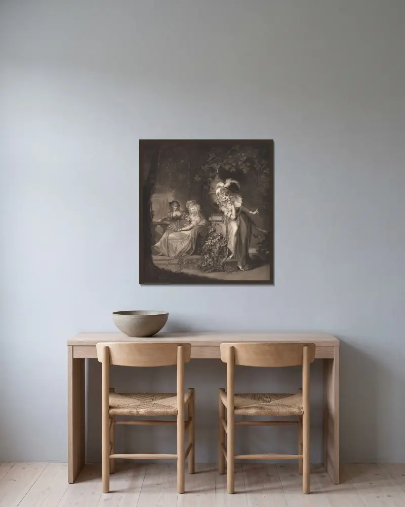 Beatrice, Hero och Ursula av Henry Fuseli inramad på en vägg