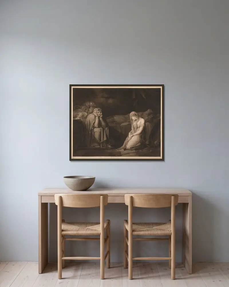 Bellsane och Parcival under Urmas förtrollning av Henry Fuseli inramad på en vägg