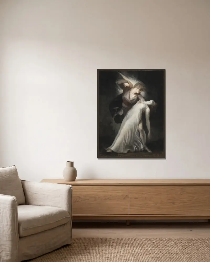 Celadon und Amelia von Henry Fuseli gerahmt an einer Wand