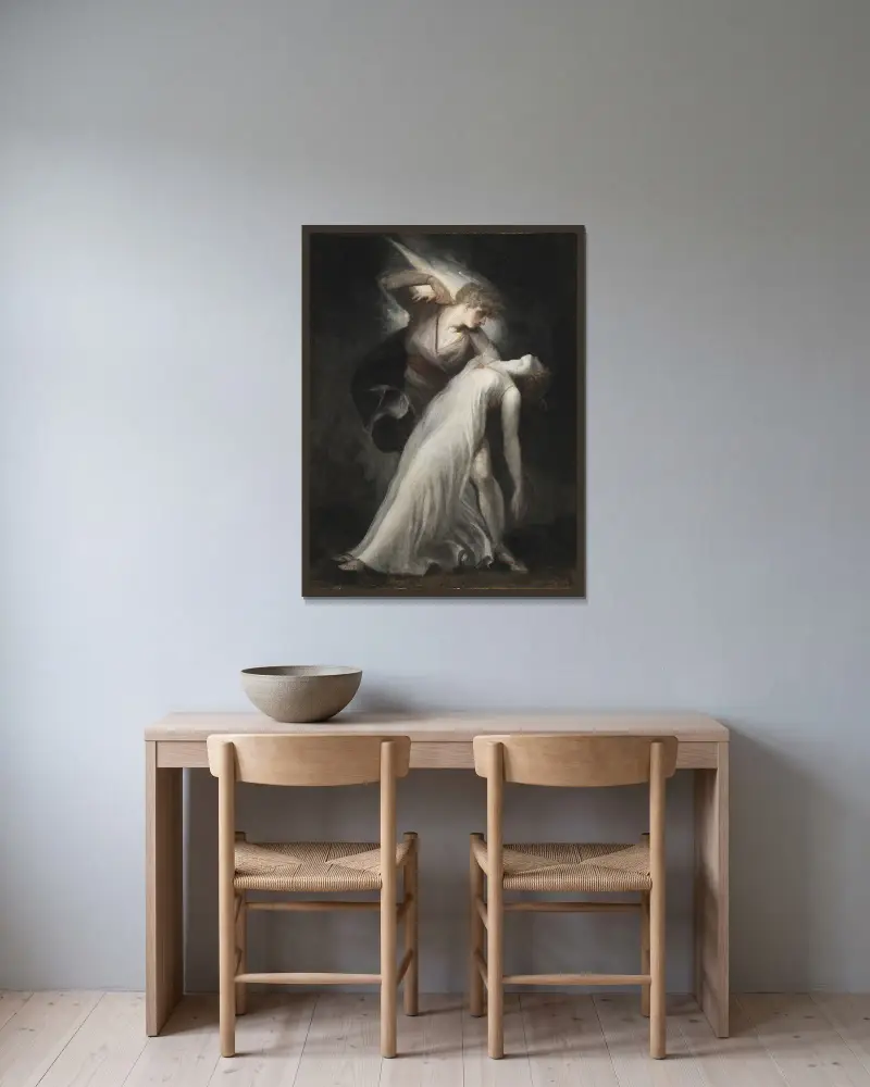 Celadon und Amelia von Henry Fuseli gerahmt an einer Wand
