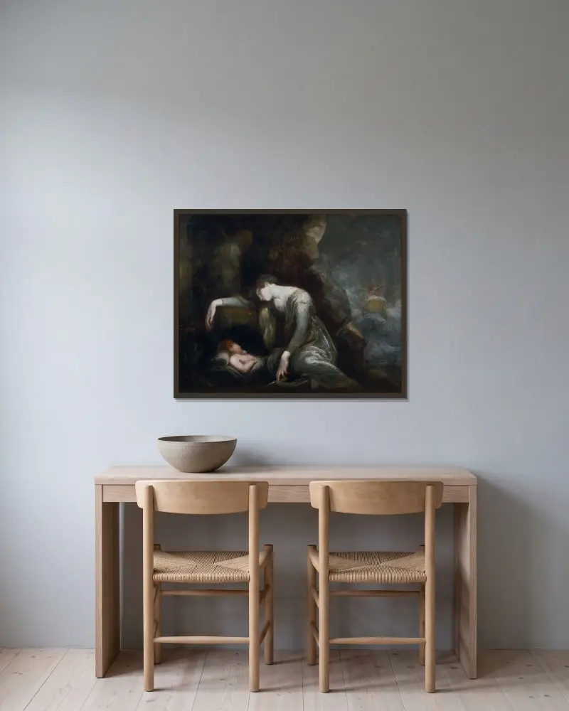 Danaë och Perseus på Seriphos av Henry Fuseli inramad på en vägg