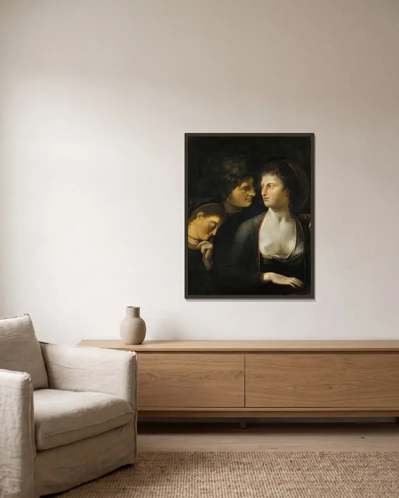 Lysander med Helena och Hermia, ur En midsommarnattsdröm av Henry Fuseli inramad på en vägg