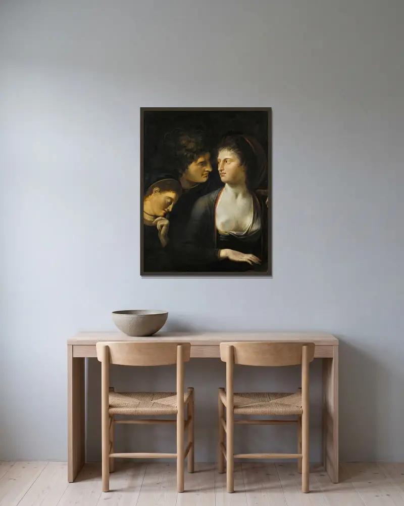 Lysander med Helena och Hermia, ur En midsommarnattsdröm av Henry Fuseli inramad på en vägg