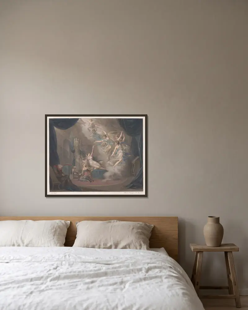 Drottning Katarinas dröm av Henry Fuseli inramad på en vägg