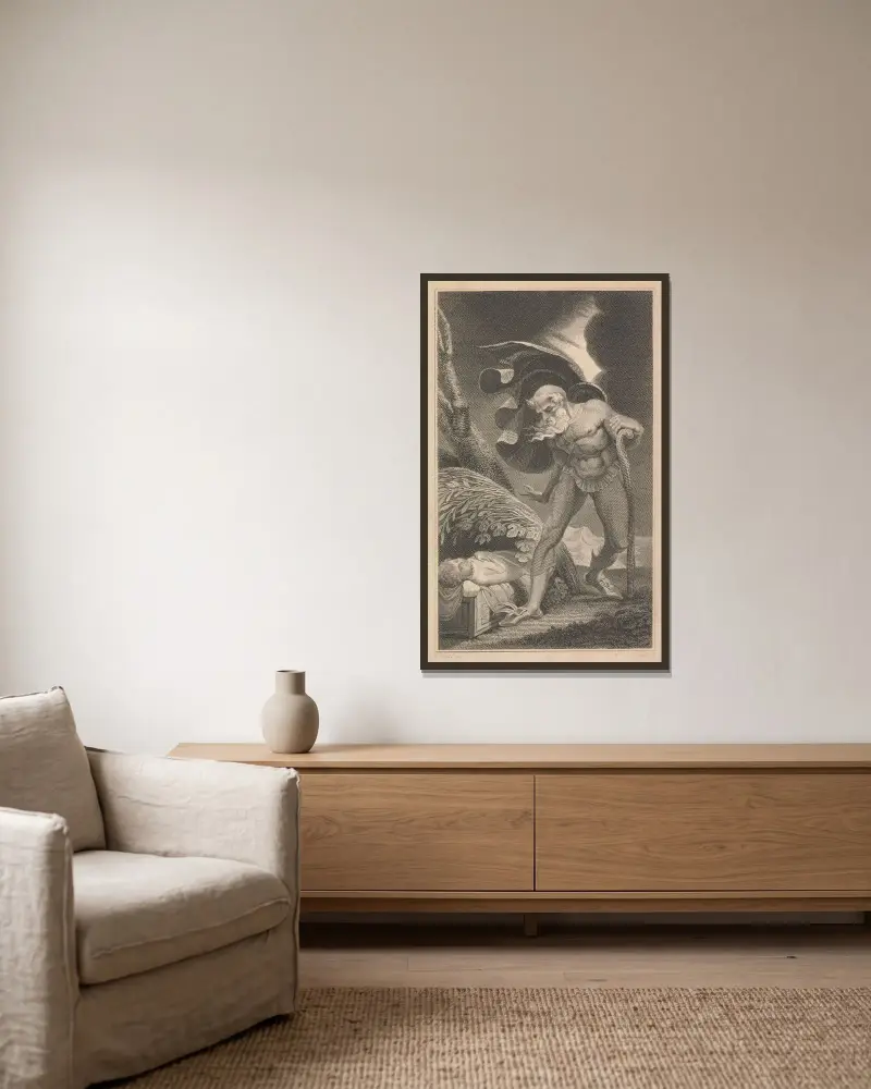 Vintersagan, akt 3, scen 3 av Henry Fuseli inramad på en vägg