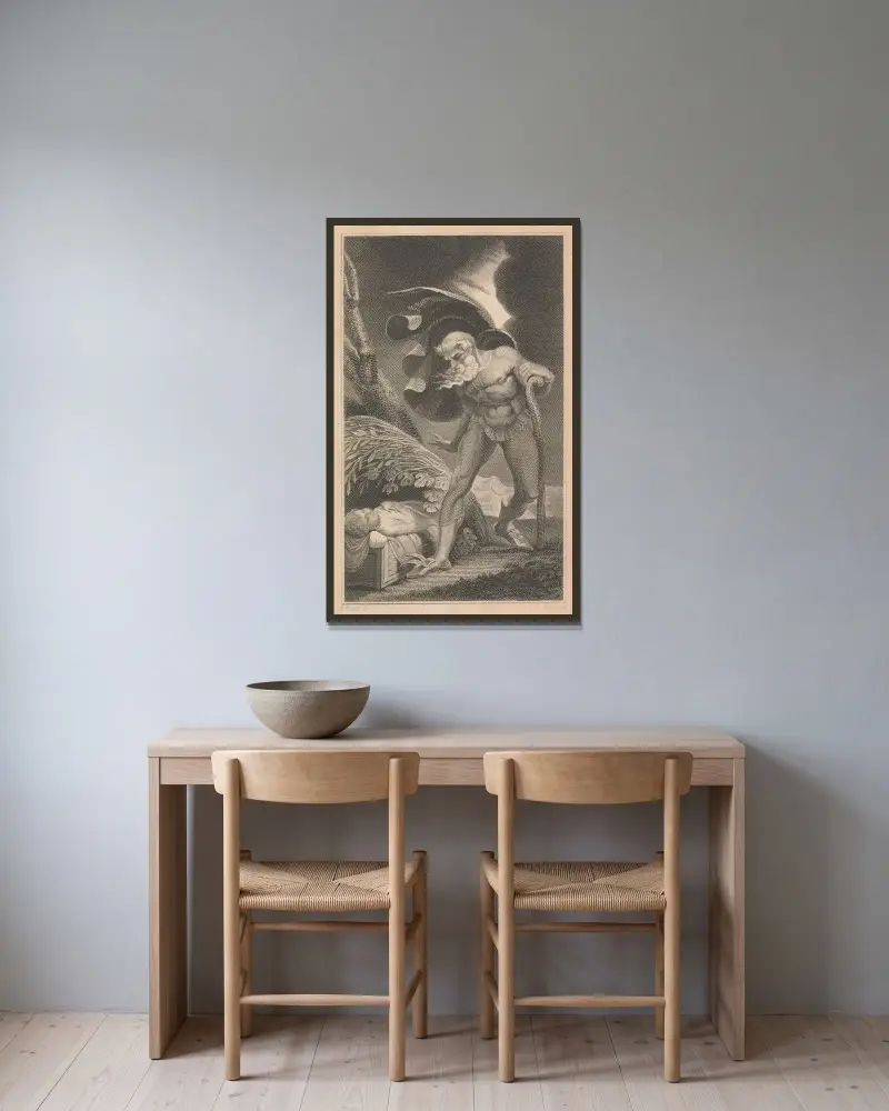 Vintersagan, akt 3, scen 3 av Henry Fuseli inramad på en vägg