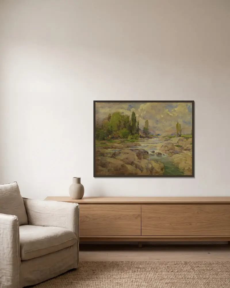 Der Normal Rock Creek von William Henry Holmes gerahmt an einer Wand