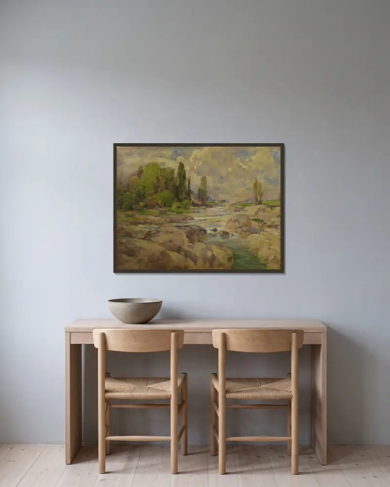 Der Normal Rock Creek von William Henry Holmes gerahmt an einer Wand