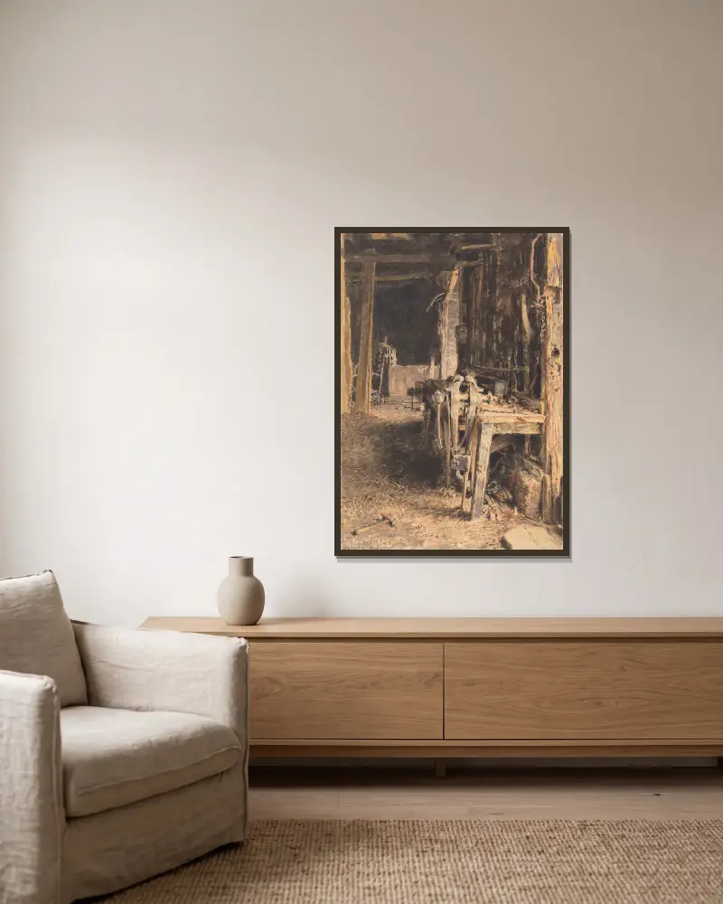 Kinderinterieur von William Henry Hunt gerahmt an einer Wand