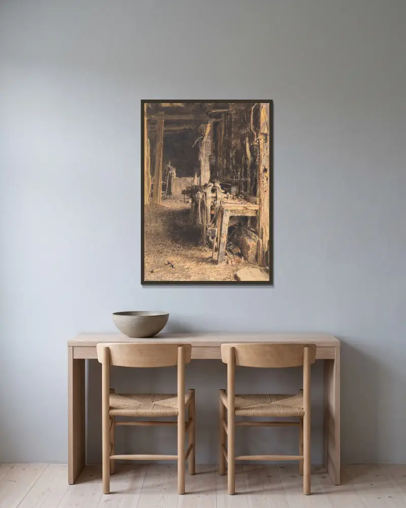 Kinderinterieur von William Henry Hunt gerahmt an einer Wand