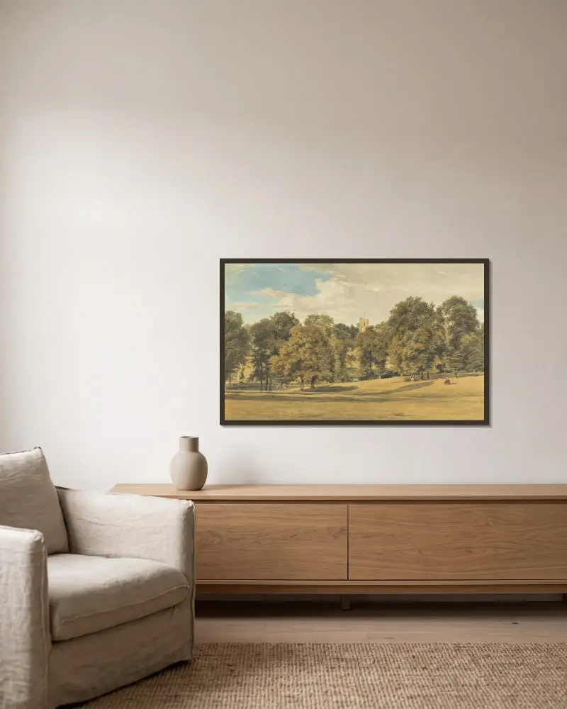Bushey Church von Südwesten von William Henry Hunt gerahmt an einer Wand