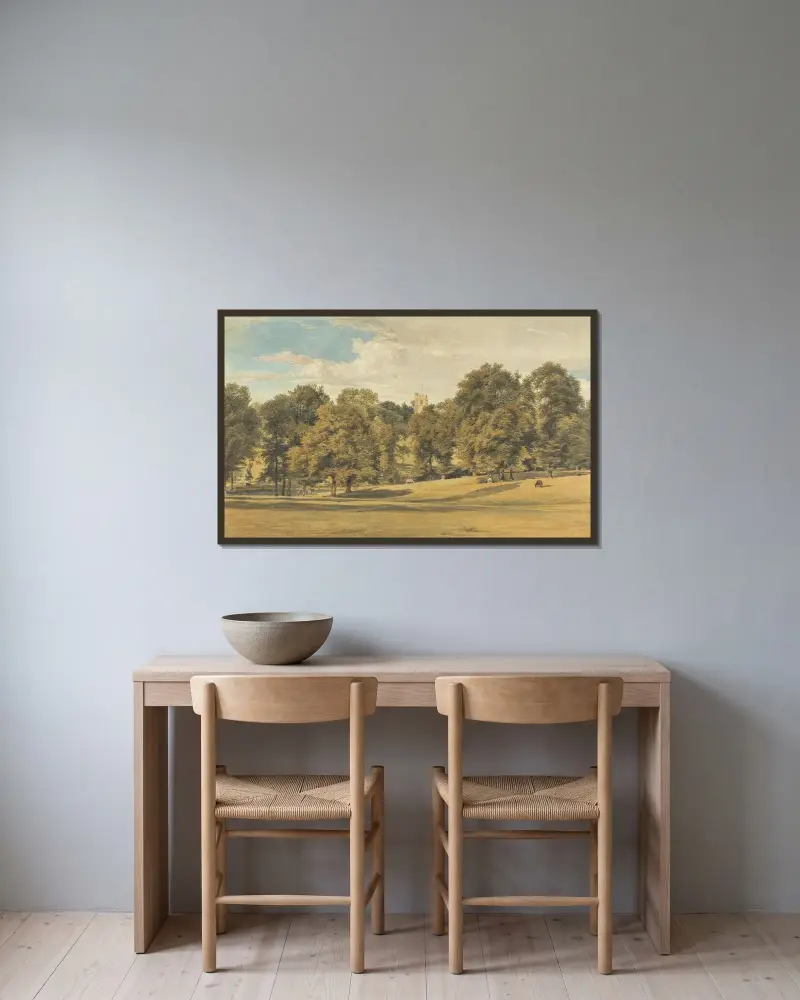 Bushey Church von Südwesten von William Henry Hunt gerahmt an einer Wand