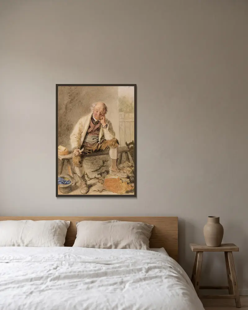 Das Mittagessen des Tischlers von William Henry Hunt gerahmt an einer Wand