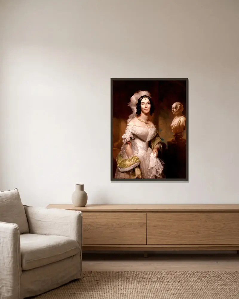 Angelica Singleton Van Buren (Mrs. Abraham Van Buren) av Henry Inman inramad på en vägg