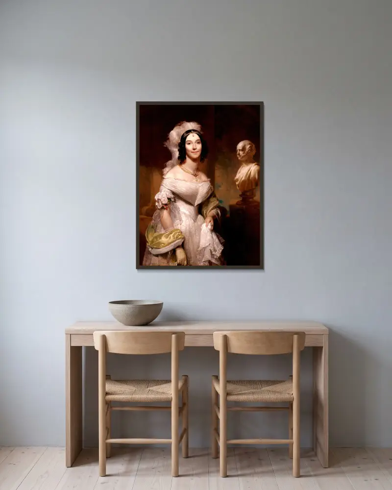 Angelica Singleton Van Buren (Mrs. Abraham Van Buren) av Henry Inman inramad på en vägg