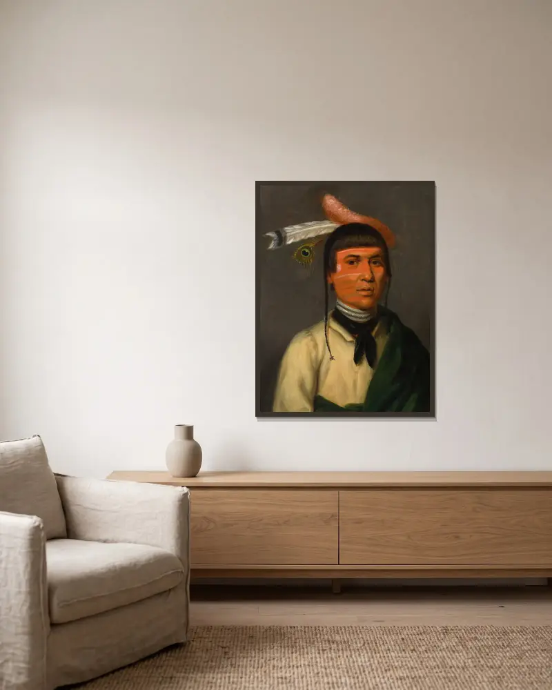 No-Tin (Wind), ein Chippewa-Häuptling von Henry Inman gerahmt an einer Wand