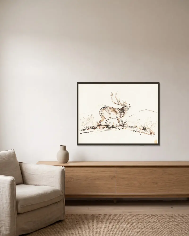 Řvoucí jelen, Sir Edwin Henry Landseer v rámu na stěně